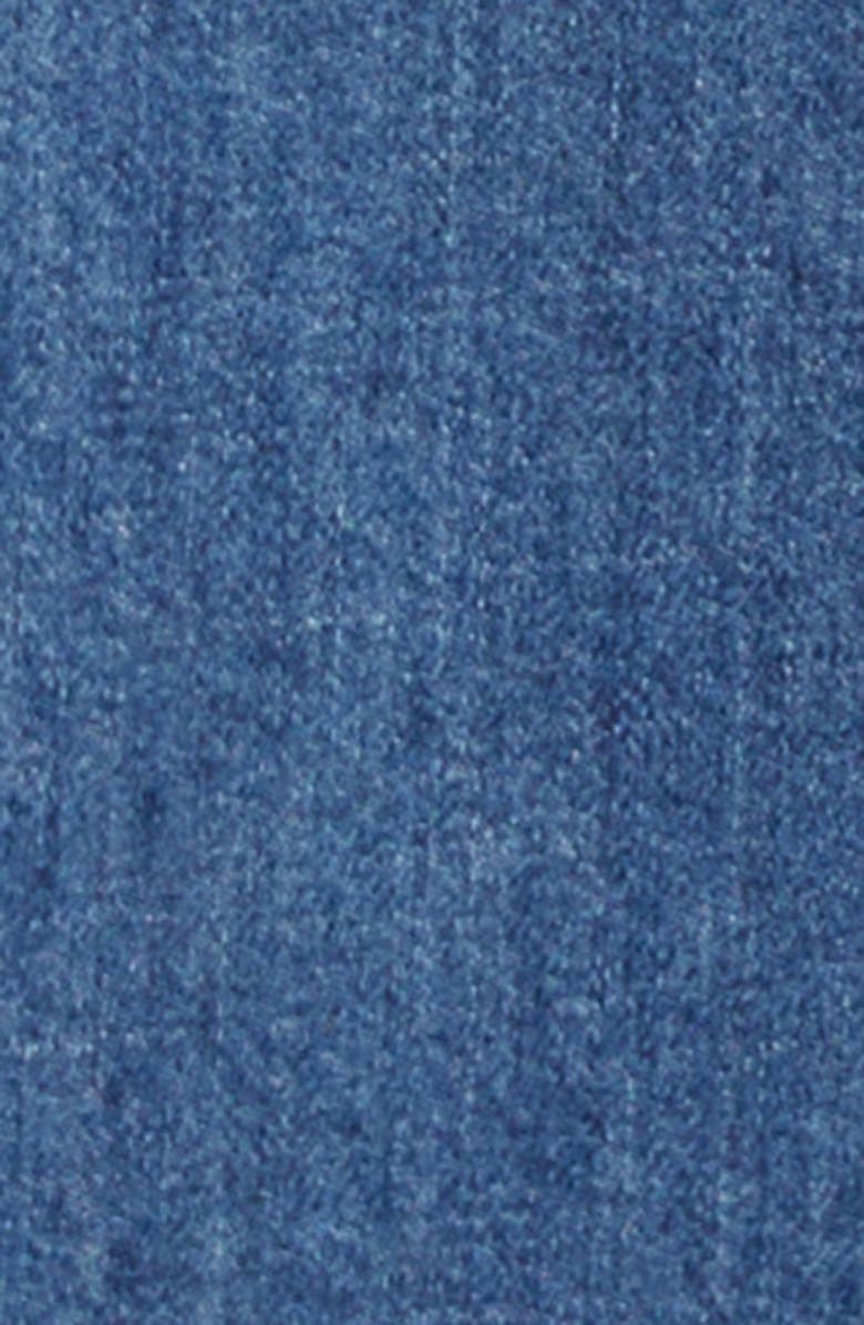 Versace Medusa Patch Denim Snap-Up Shirt, Alternate, color, Medium Blue