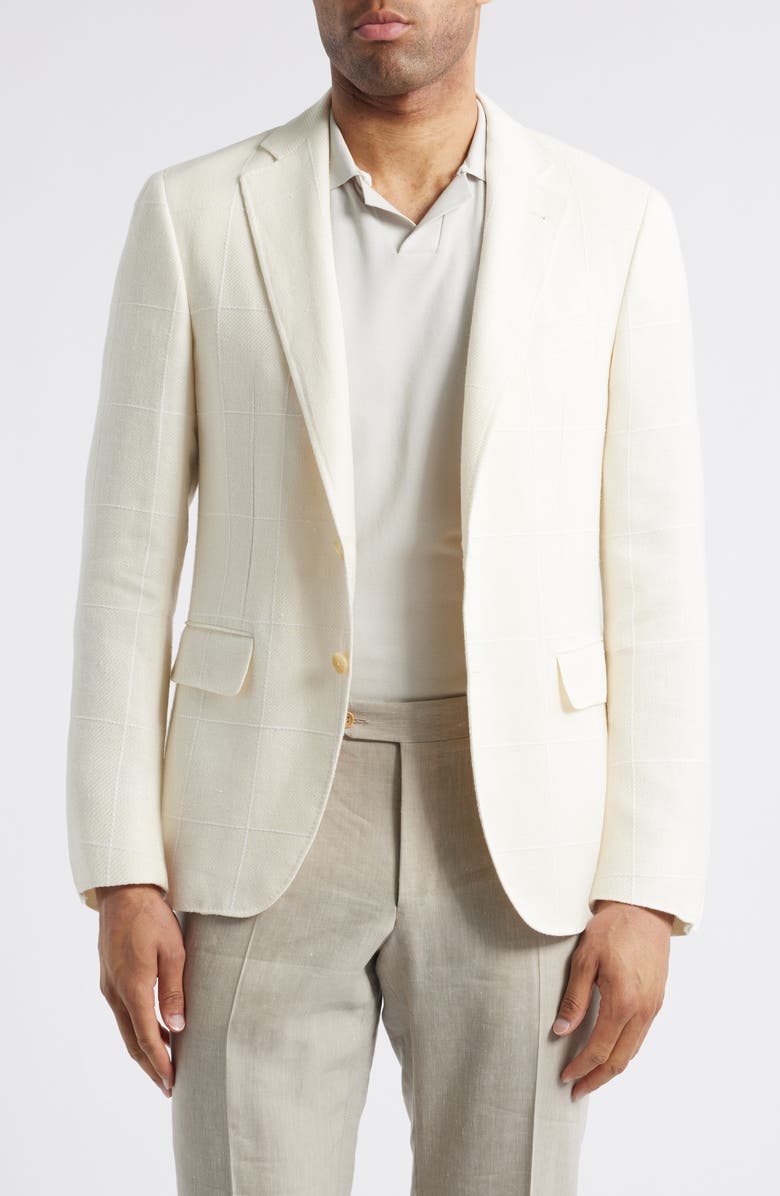 Canali Kei Trim Fit Linen, Silk & Wool Blend Sport Coat, Main, color, White