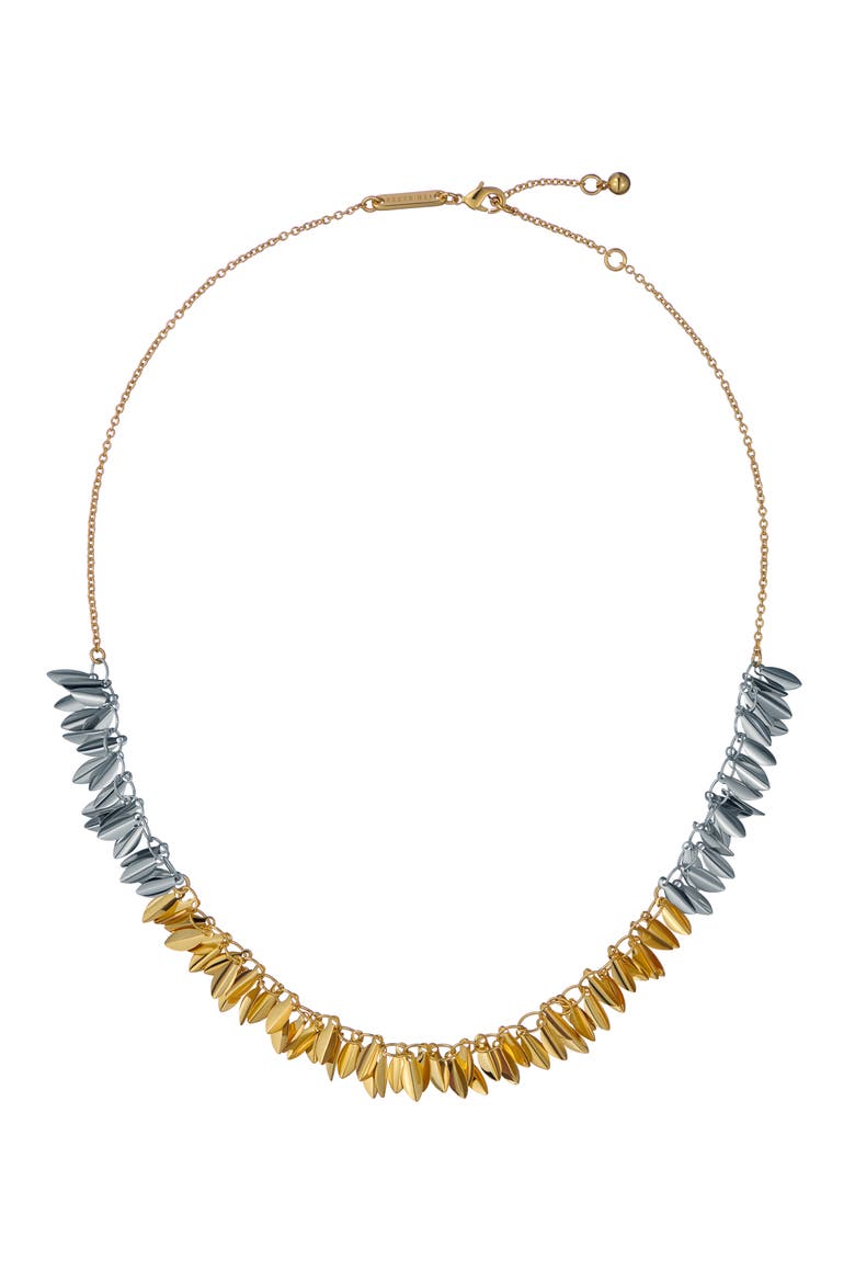 Pemina Petal Fringe Necklace, Main, color, GOLD SILVER TONE