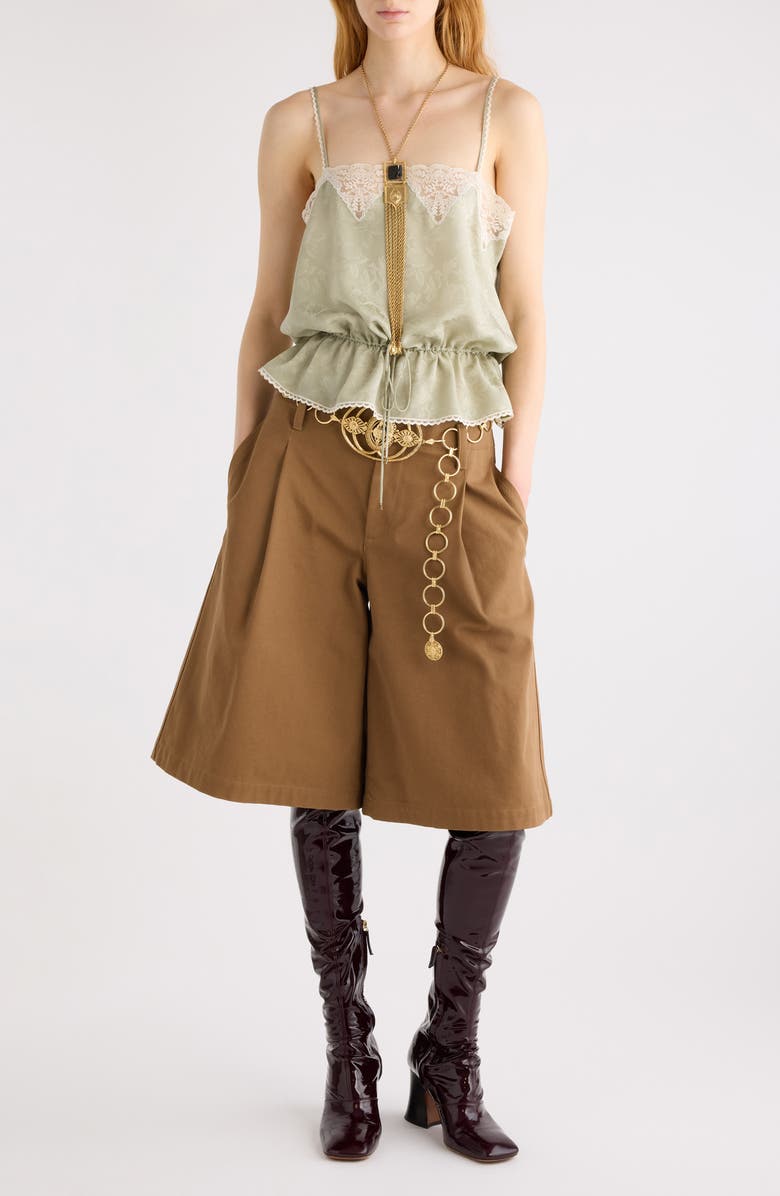 Chloé Rose Jacquard Organic Silk Camisole, Alternate, color, Clear Green