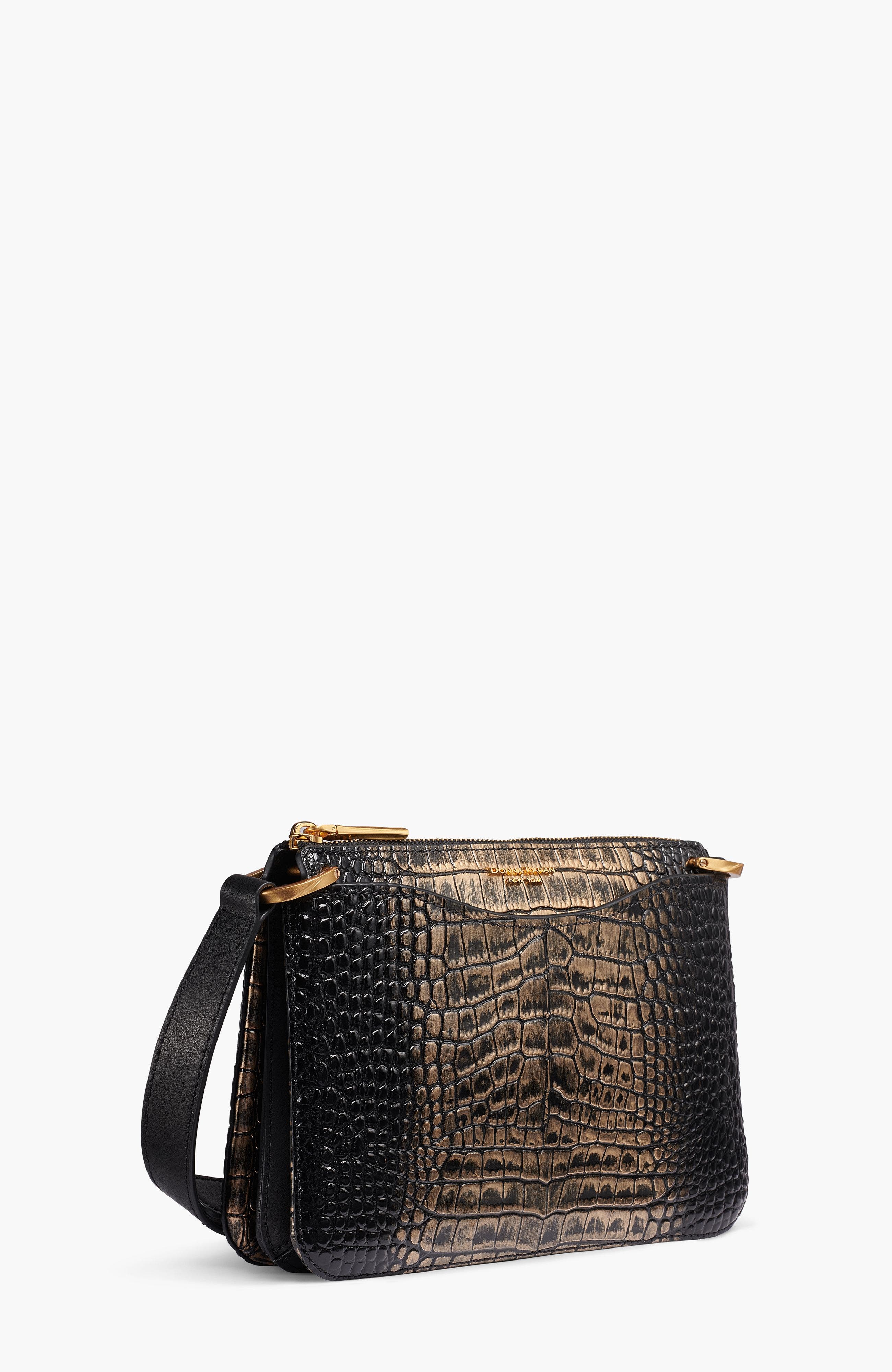 Glenwood Crossbody Bag, Alternate, color, Black/Gold Crocodile