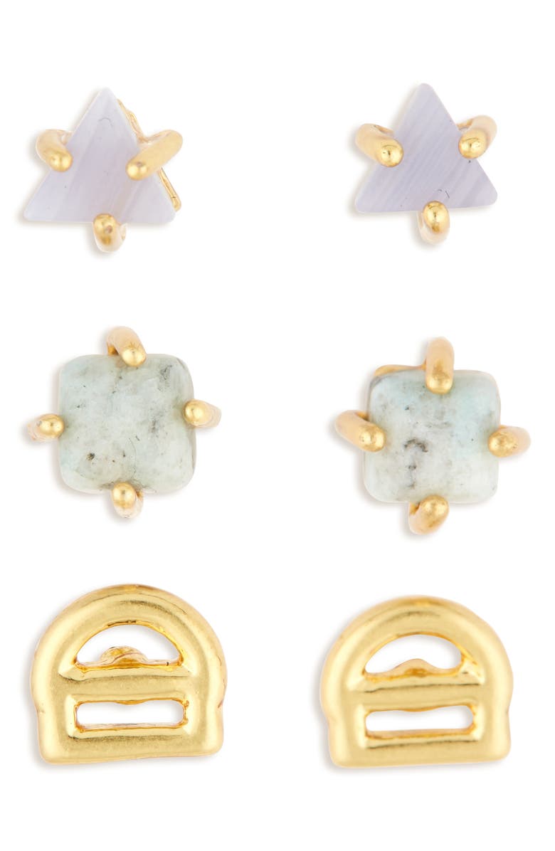 Madewell Stone Collection Set of 3 Stud Earrings, Main, color, 
