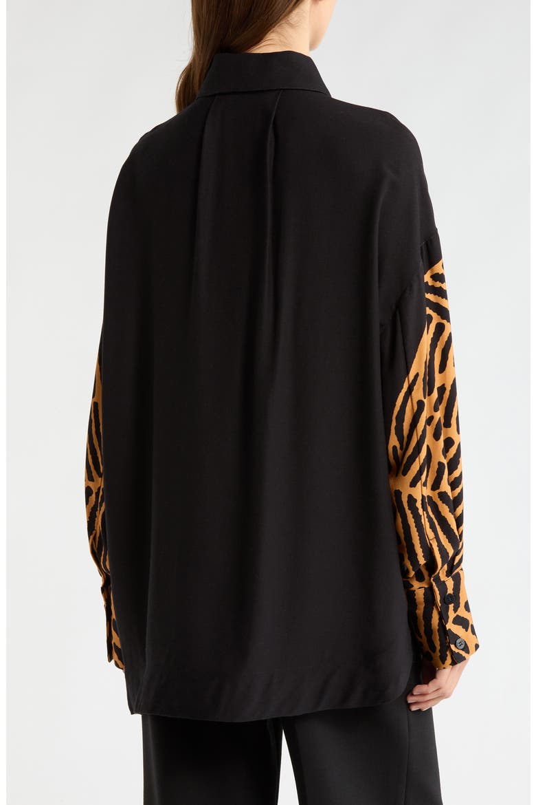 Tiger Button-Up Shirt, Alternate, color, BLACK
