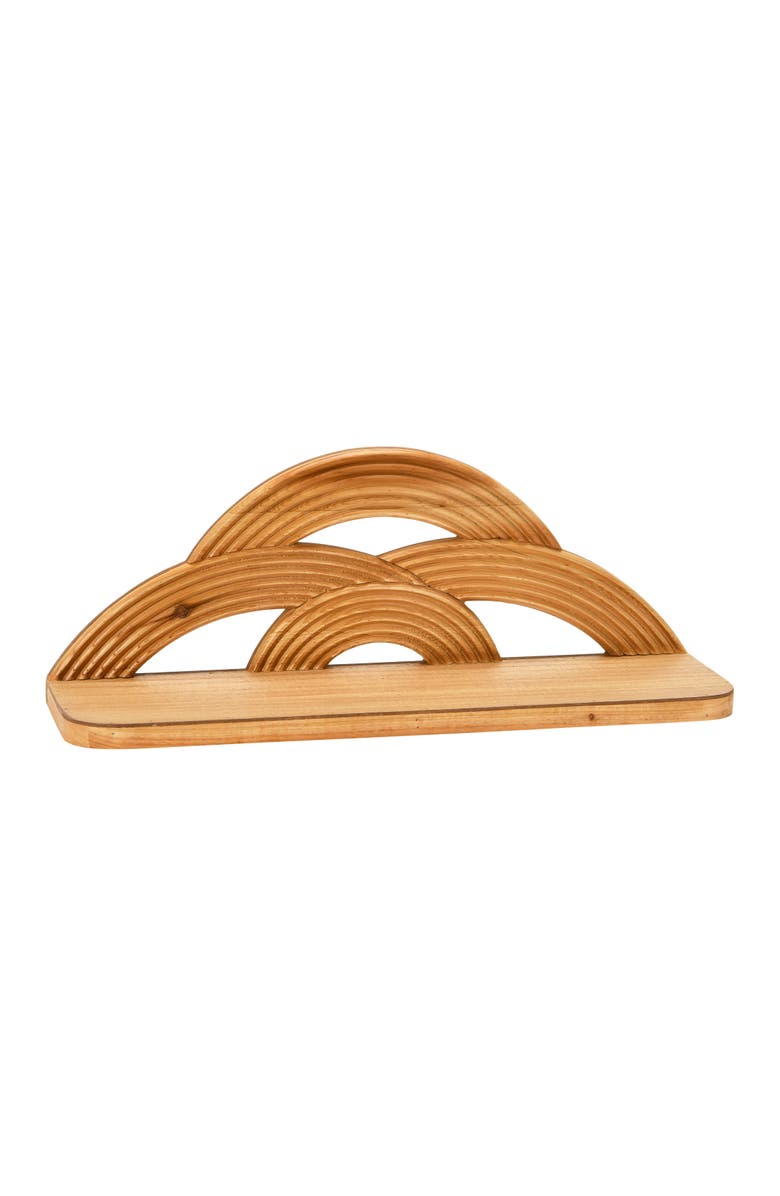 Storied Home MDF and Wood Wall Shelf with Arches, Main, color, Brown