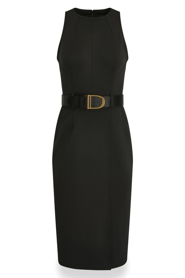 Sleeveless Belted Sheath Dress, Alternate, color, BLACK