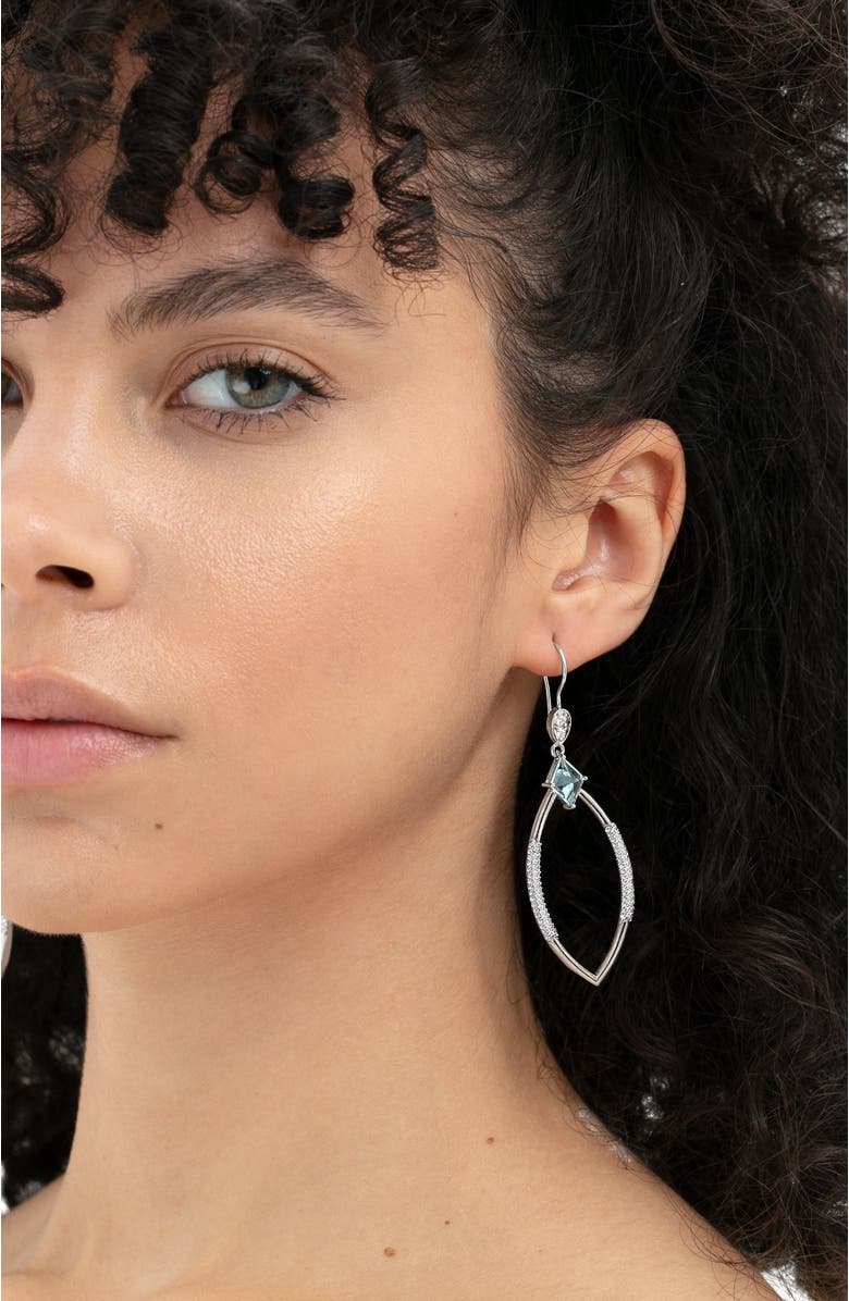 Ora Ana The Celeste Earrings, Alternate, color, Sterling Silver/Blue Cz