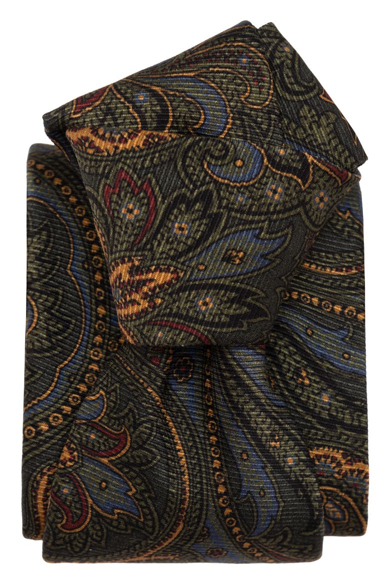 Marsala - Printed Madder Silk Tie for Men, Alternate, color, Forest Green