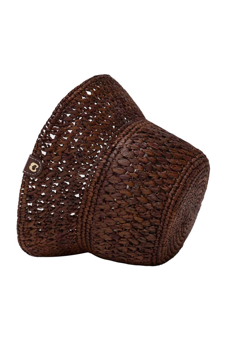 Colourful natural raffia bucket hat, Alternate, color, Brown