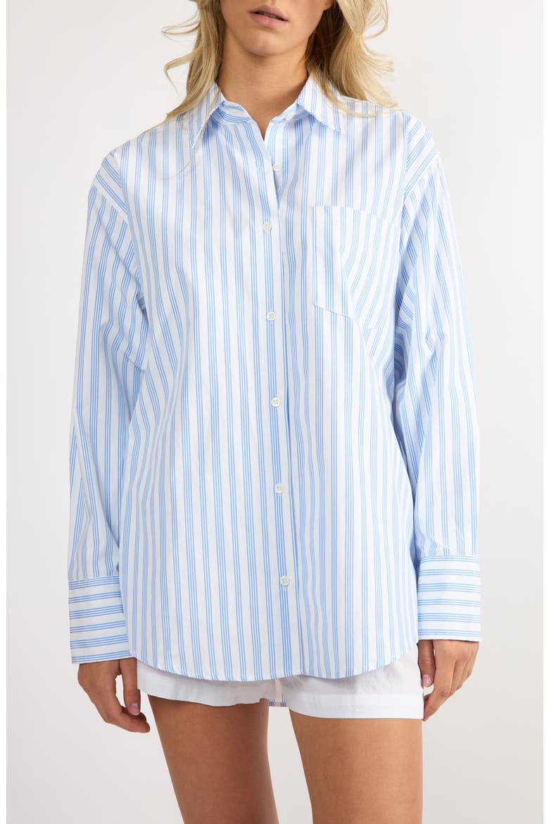 Seaside Stripe Button-Up Shirt, Main, color, BLUE STRIPE