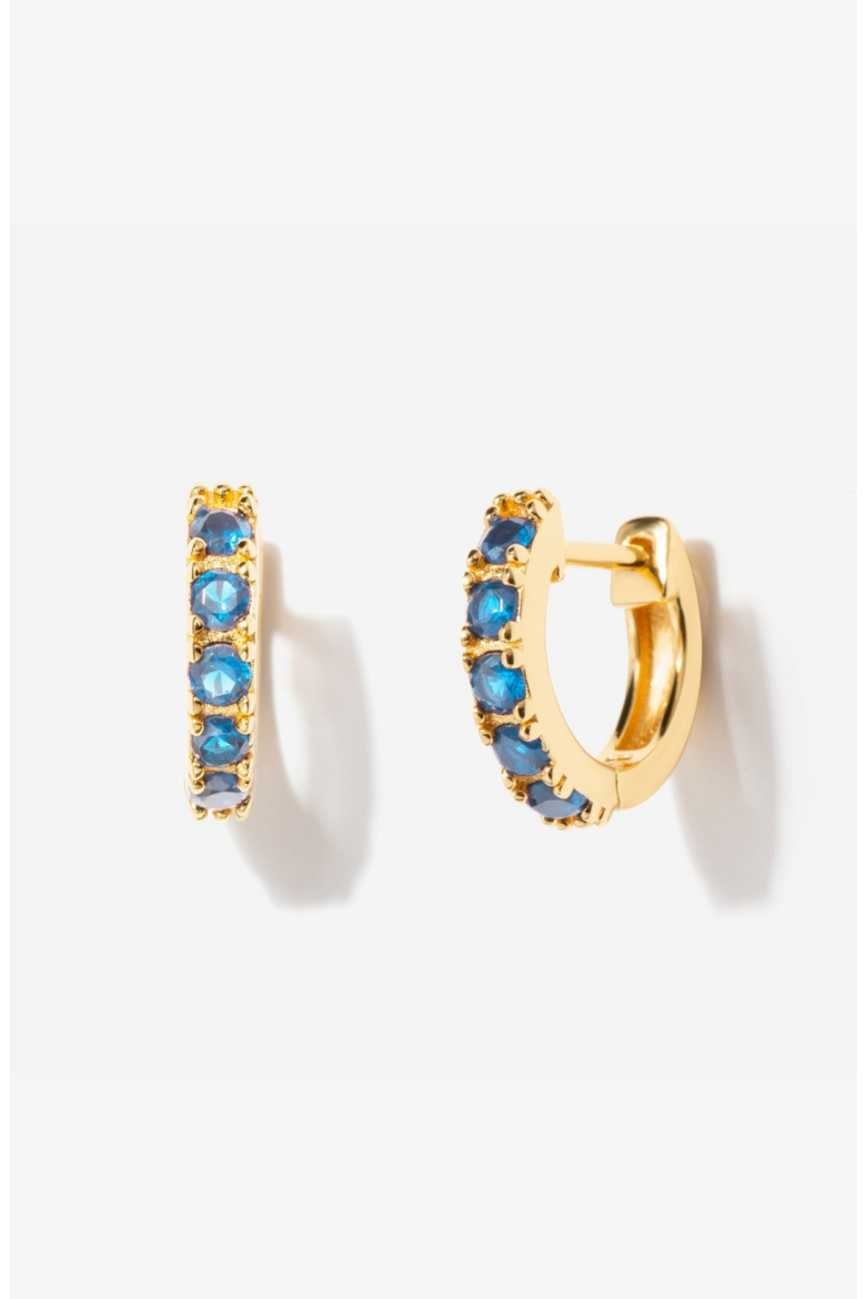 Birthstone Huggies, Main, color, Blue Topaz / December