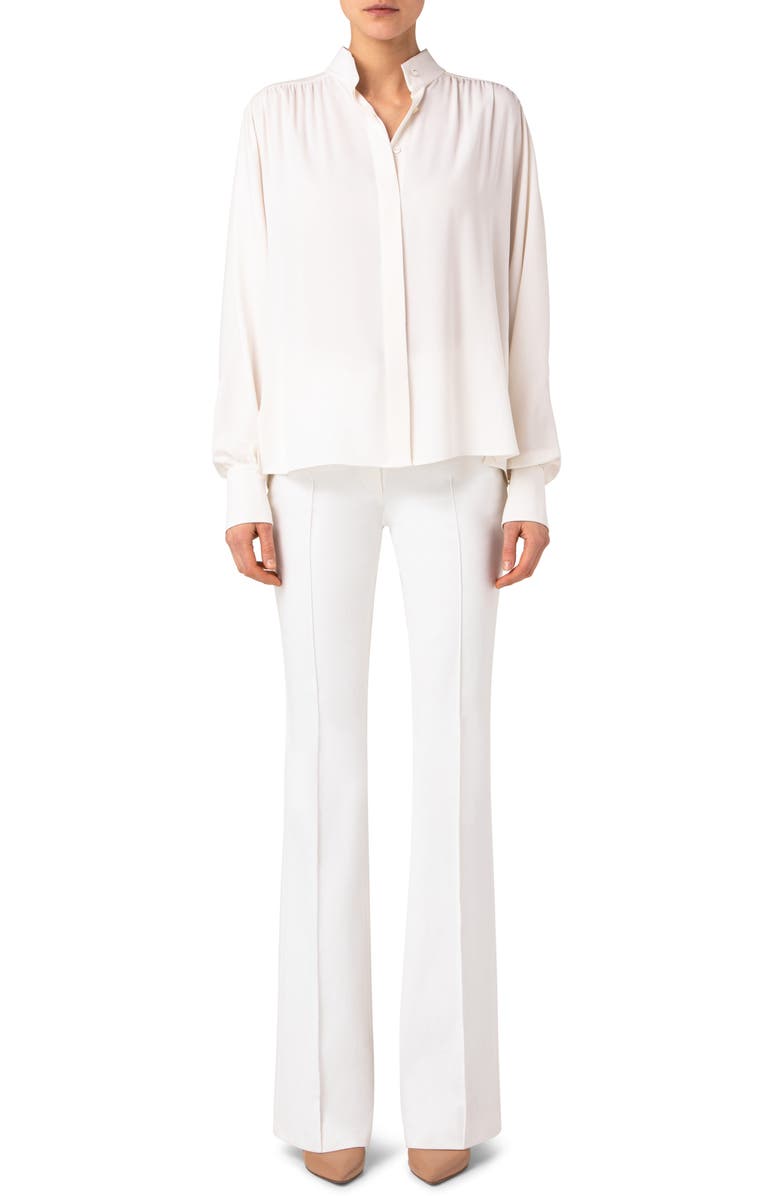 Akris Mock Neck Silk Crêpe de Chine Blouse, Alternate, color, 