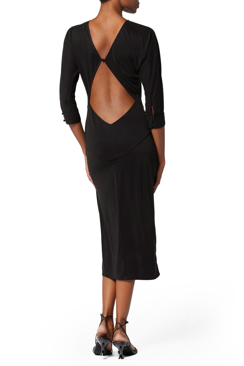 Maryse Cutout Back Midi Dress, Alternate, color, TRUE BLACK