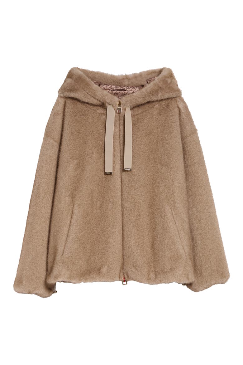 Mink Faux Fur Hooded Blouson Jacket, Alternate, color, 1985 CHAMPAGNE