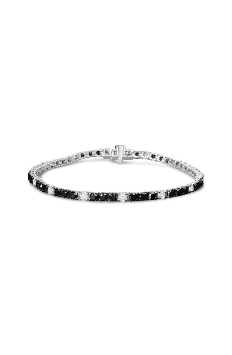 Haus of Brilliance Silver 5.0 Cttw Black and White Diamond Tennis Bracelet, Main, color, White