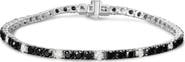 Haus of Brilliance Silver 5.0 Cttw Black and White Diamond Tennis Bracelet