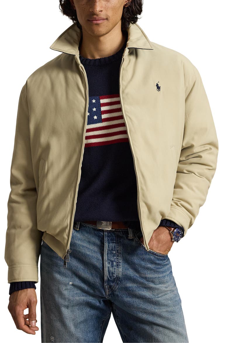 Zip Front Down & Feather Jacket, Main, color, KHAKI UNIFORM