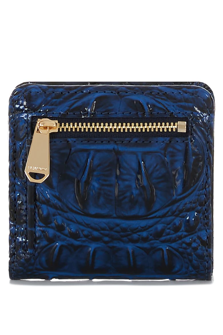 Jane Croc Embossed Leather Bifold Wallet, Alternate, color, ANCHOR
