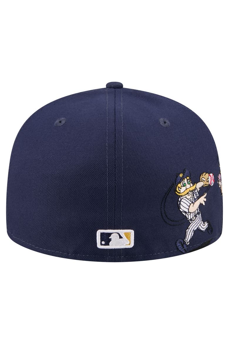 Men's New Era Navy Milwaukee Brewers Run Mascot 59FIFTY Fitted Hat, Alternate, color, Navy