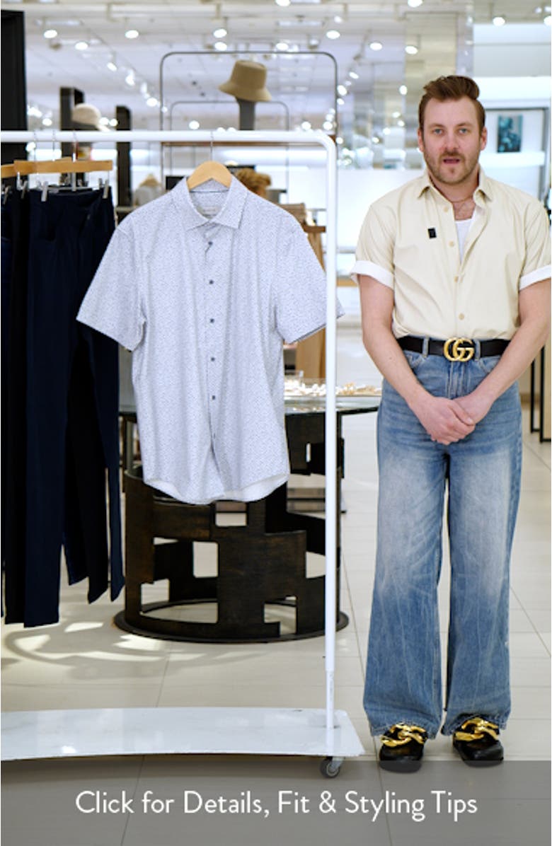 Miles OoohCotton<sup>®</sup> Abstract Print Short Sleeve Button-Up Shirt, sales video thumbnail