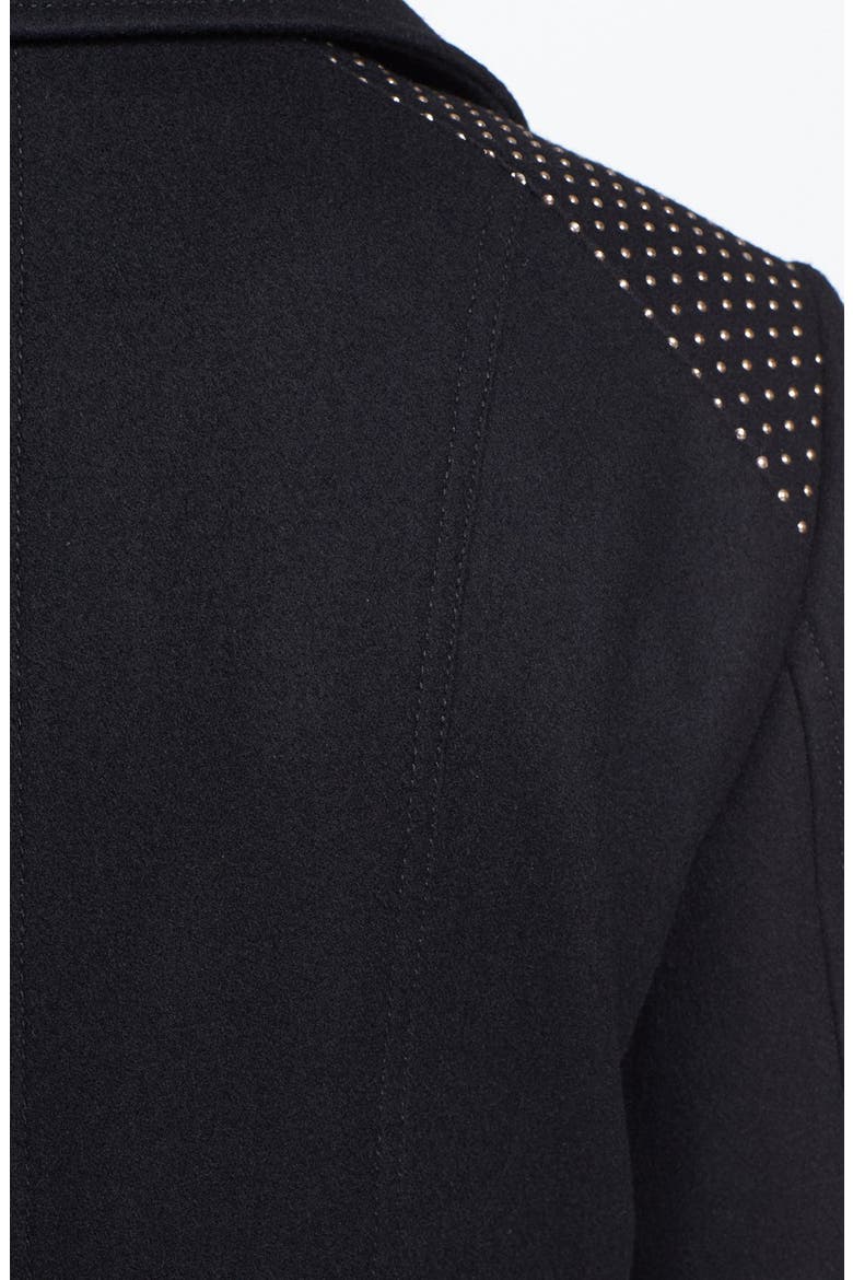 Studded Shoulder Walking Coat, Alternate, color, BLACK