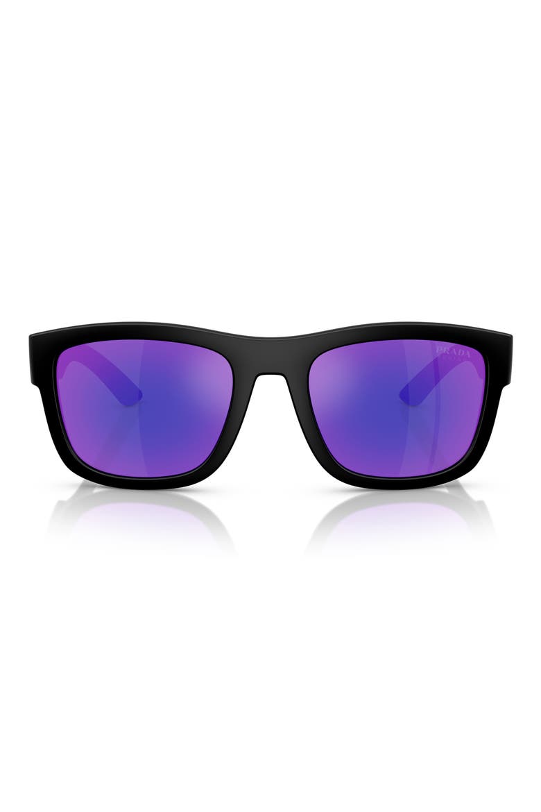 53mm Mirrored Pillow Sunglasses, Main, color, MATTE BLACK