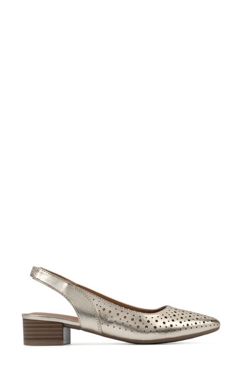 White Mountain Footwear Boronic Slingback Kitten Heel Pump In Light Gold Metallic Smooth