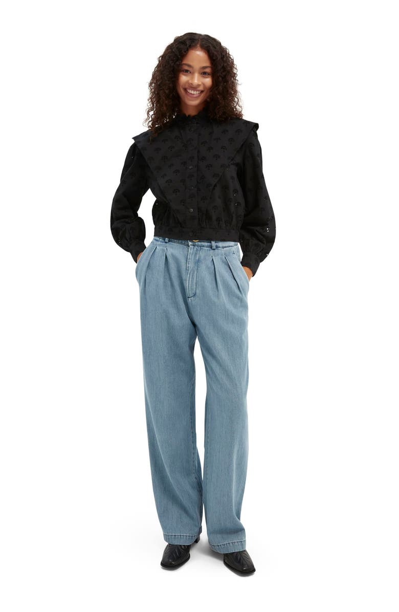 Scotch & Soda Organic Cotton Broderie Anglaise Top, Alternate, color,