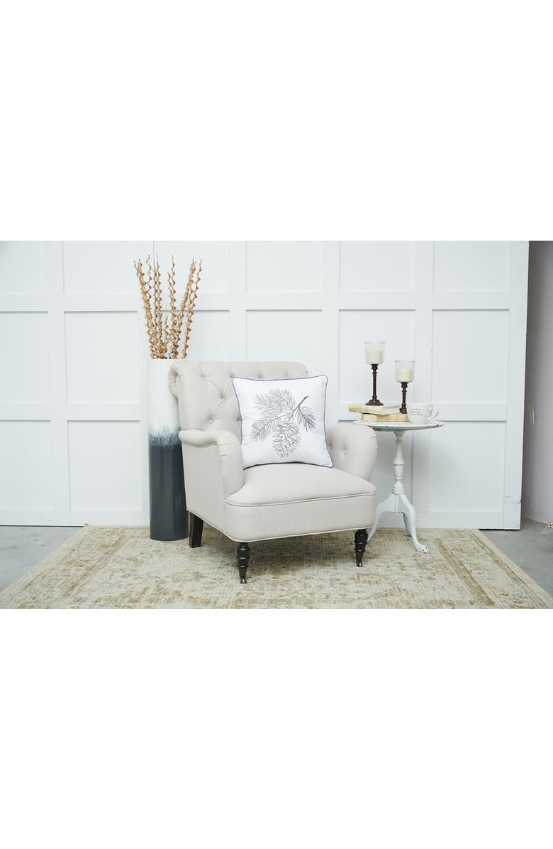 C&F Home Pinecone Spring Embroidered Christmas Throw Pillow, 18" x 18", Alternate, color, White