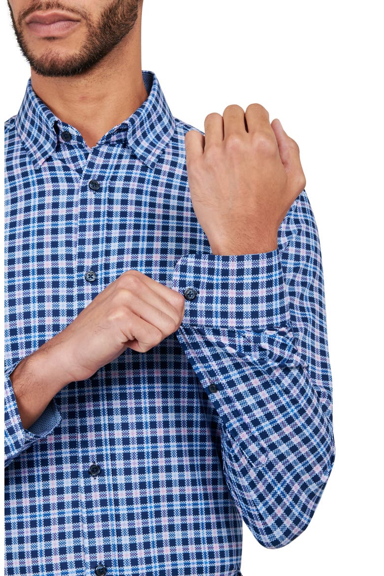 Check Performance Dress Shirt, Alternate, color, NAVY