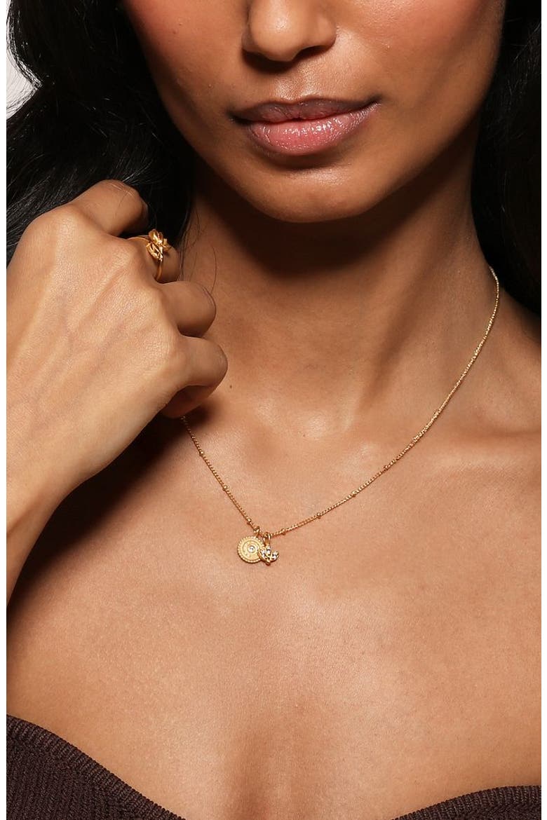 Manifesting Possibilities Lotus White Topaz Necklace, Alternate, color, Metallic Gold