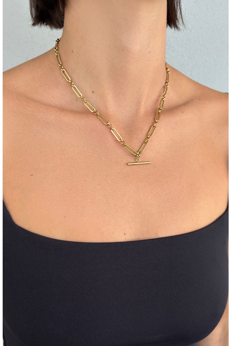 Bar Pendant Paperclip Link Necklace, Alternate, color, GOLD