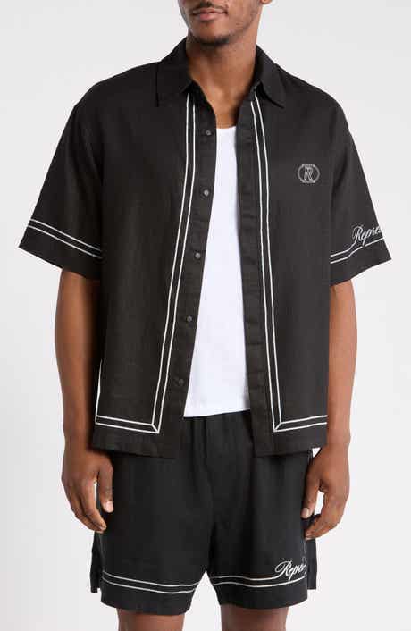 Border Stripe Cotton Button-up Shirt
