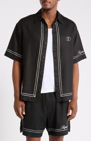 Represent Border Stripe Cotton Button-up Shirt