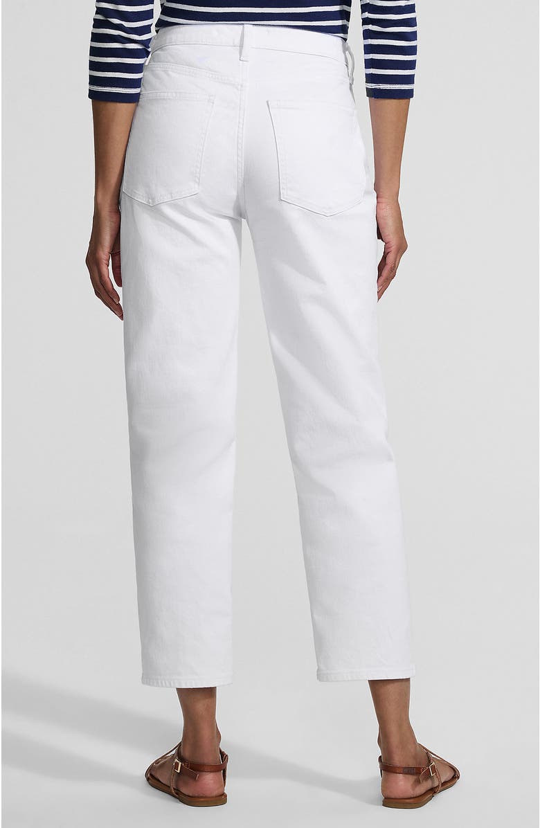 Lands' End Soft Denim Mid Rise Relaxed Straight Crop Jeans, Alternate, color, White