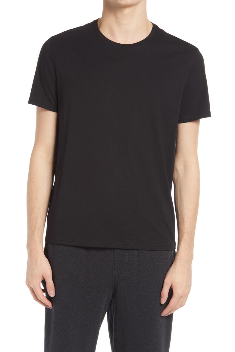 Cotton Crewneck T-Shirt, Main, color, BLACK
