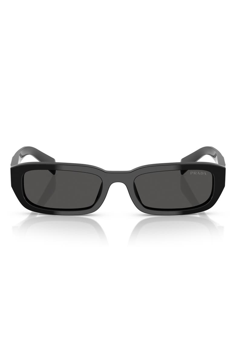 Prada 53mm Rectangular Sunglasses, Main, color, Dark Grey