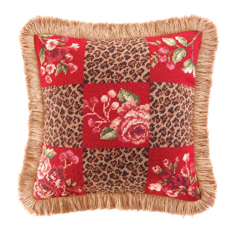 Savannah Check Needlepoint Accent Pillow 14" x 14"