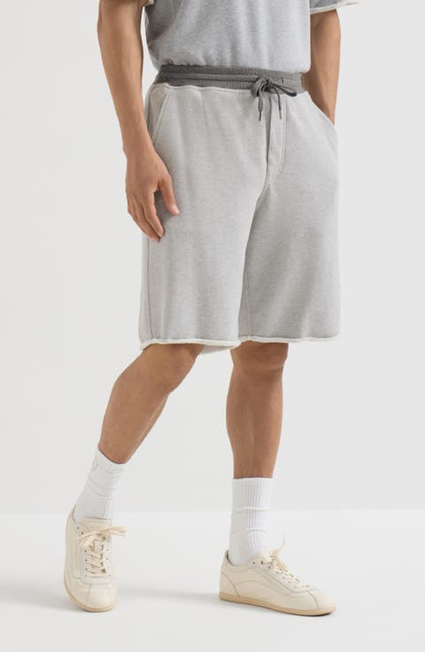 Cotton French terry Bermuda shorts with embroidery