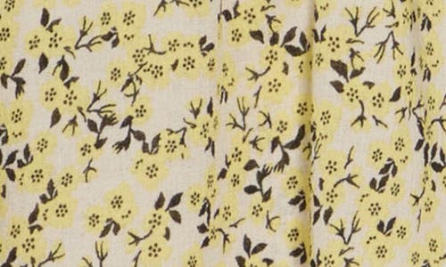 Max Studio Floral Balloon Sleeve Top In Ivory/yellow Daisy Sprinkle