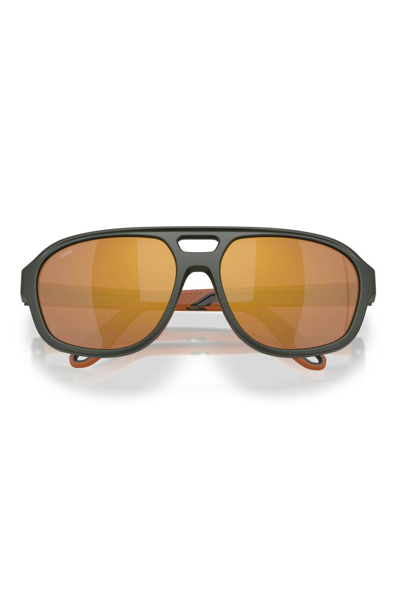 Street Heat 55mm Polarized Mirrored Rectangular Sunglasses, Alternate, color, MATTE OLIVE / GOLD MIRROR