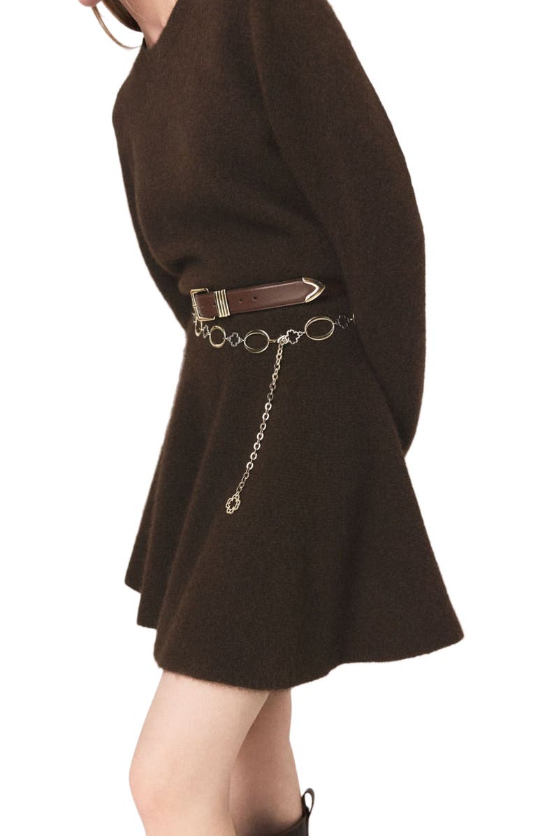 maje Mini yak blend dress, Alternate, color, Dark Brown