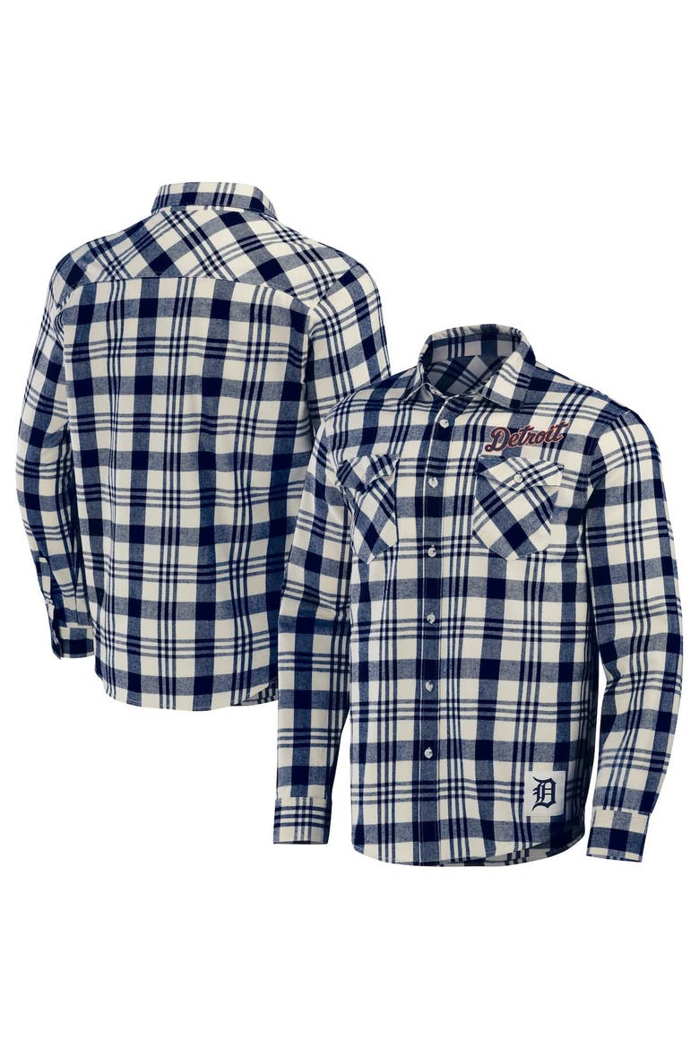 Men's Darius Rucker Collection by Fanatics Navy Detroit Tigers Plaid Flannel Button-Up Shirt, Alternate, color, Navy