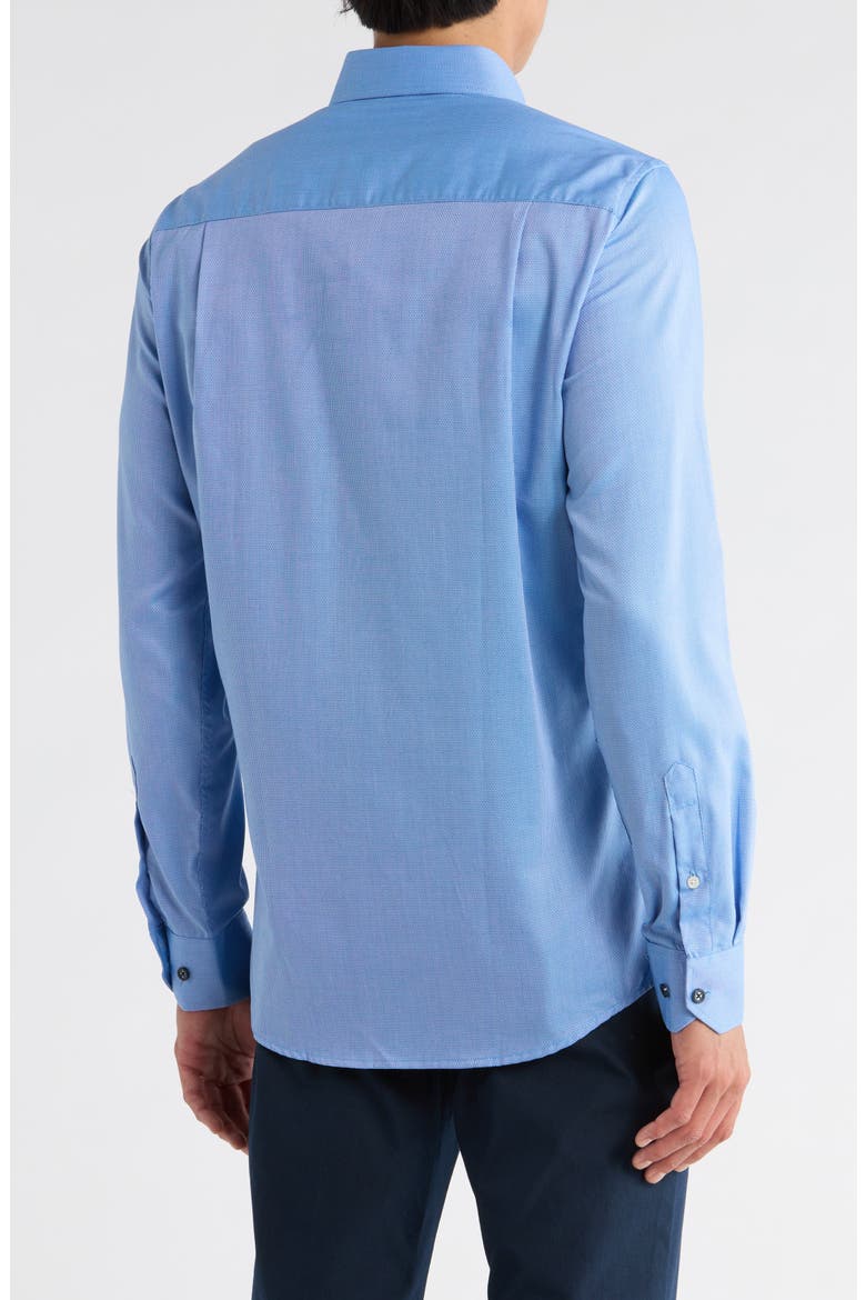 Slim Fit Textured Stretch Cotton Dress Shirt, Alternate, color, BLUE
