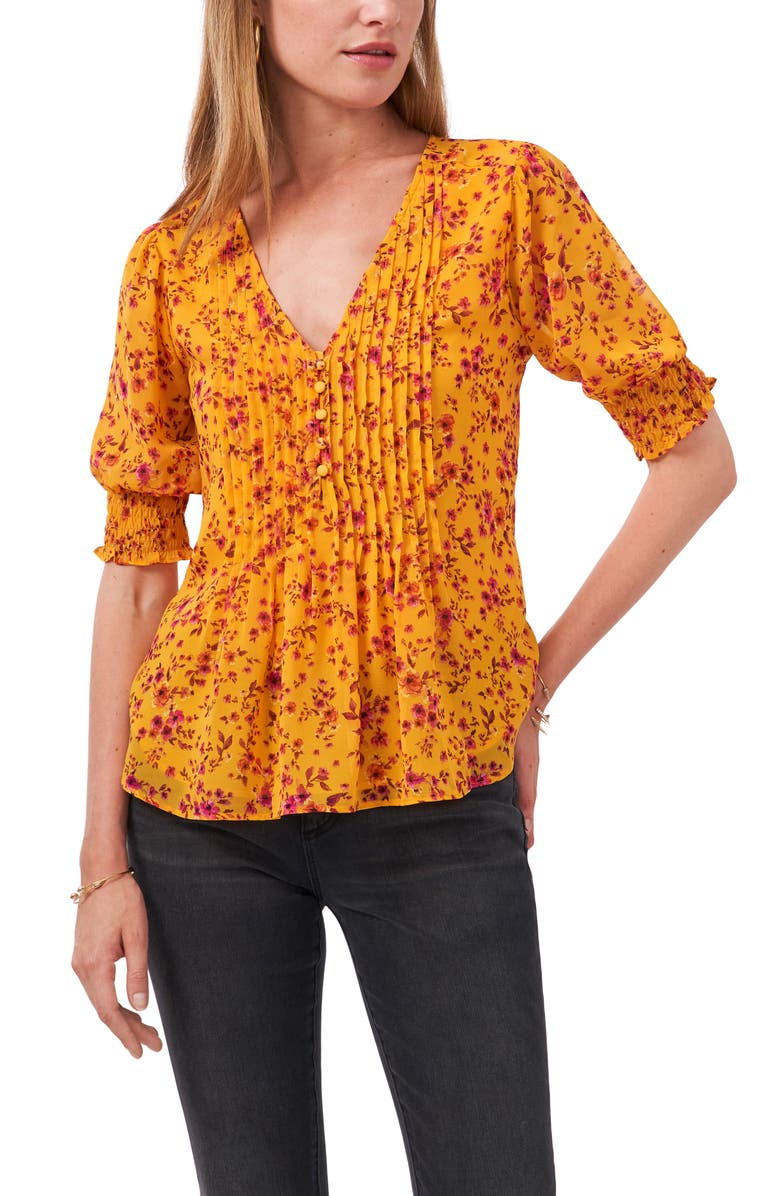 1.STATE Floral Pintuck Front Top, Main, color, Flrl Glow