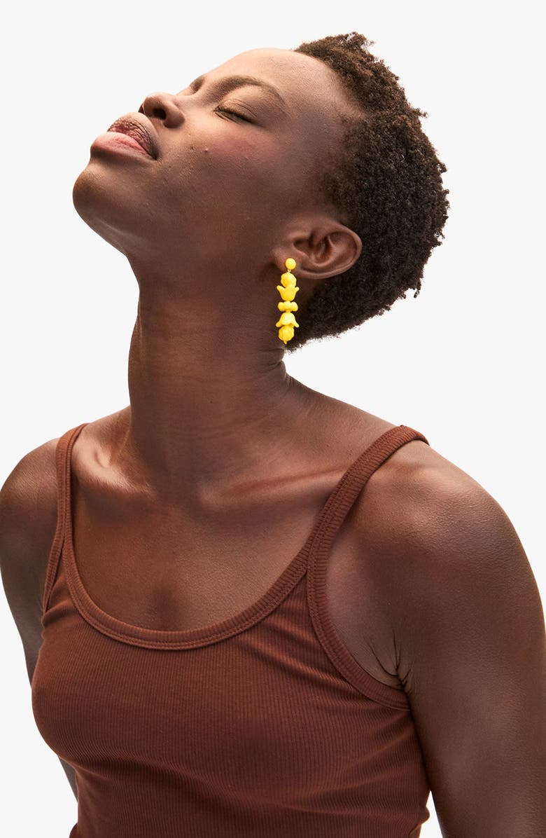 Clare V. Le Jardin Linear Drop Earrings, Alternate, color, Yellow