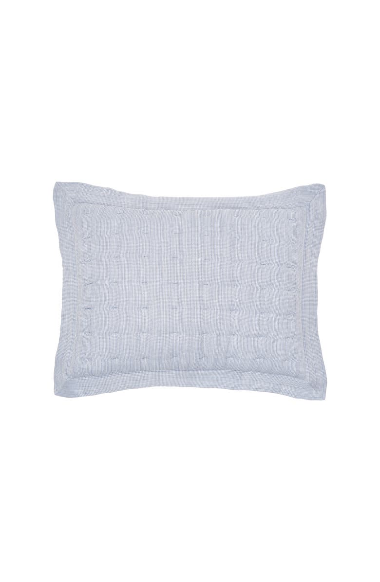 ELISABETH YORK Danette Fog Light Blue 100% Cotton Standard Pillow Sham 20" x 26", Main, color, Blue
