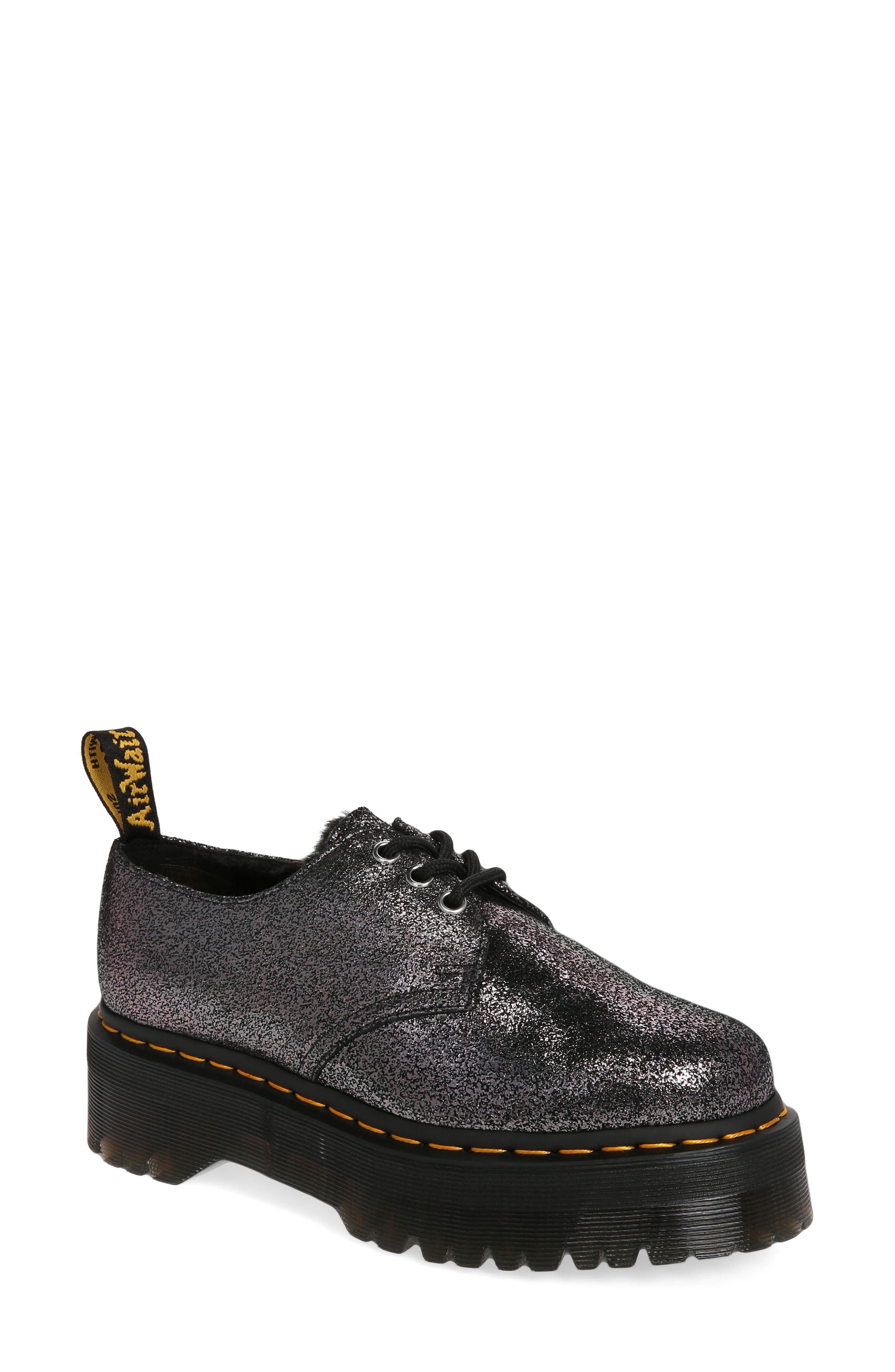 Dr. Martens 1461 Quad Faux Fur Lined Platform Derby, Main, color, 