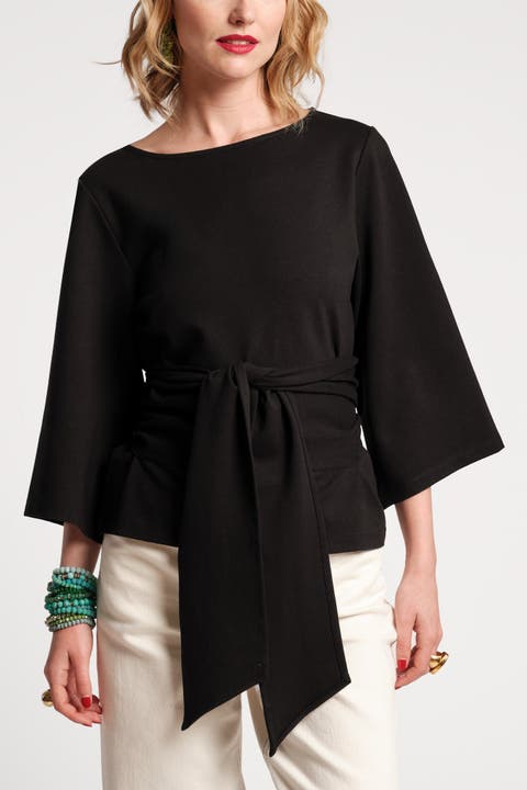 Whitney Wrap Top Solid Viscose Blend Viscose Blend
