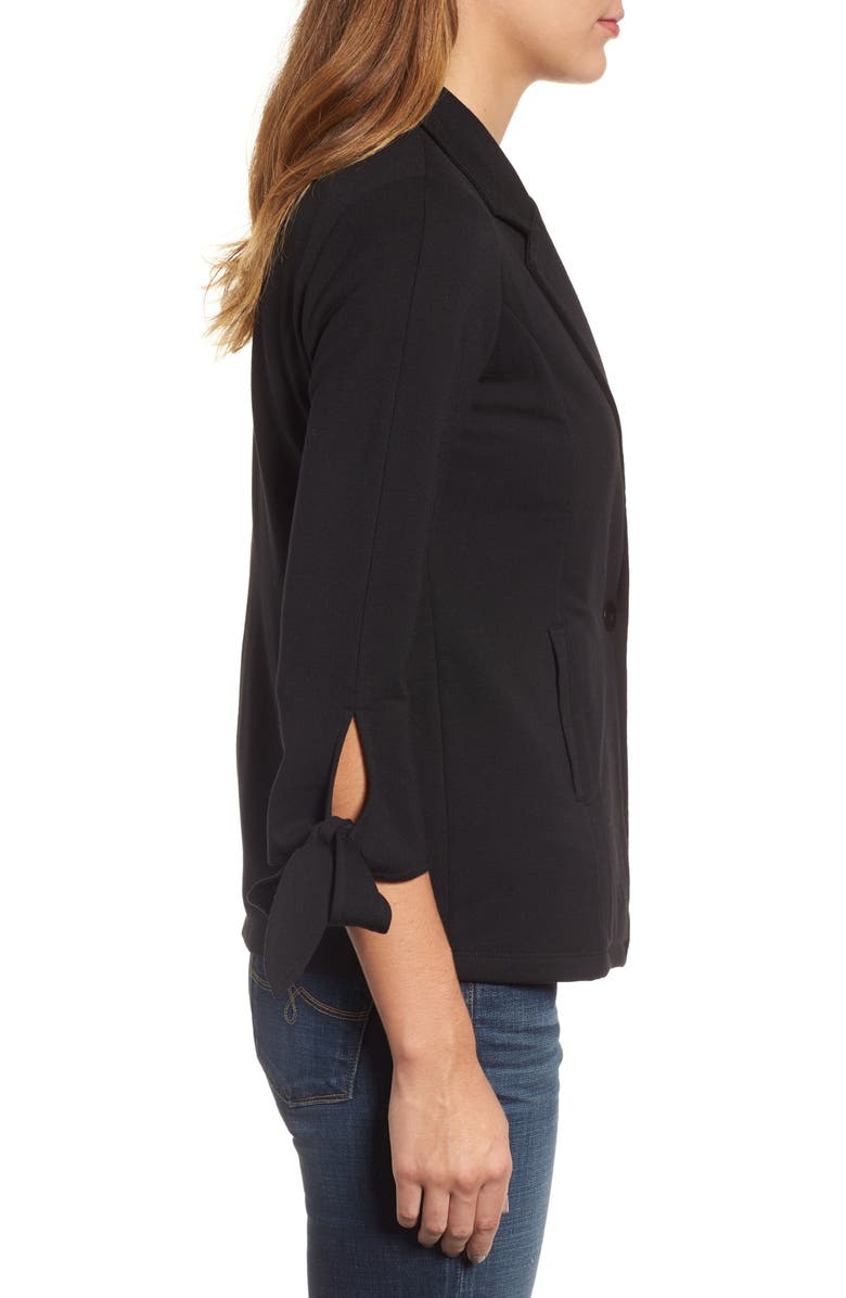 Caslon<sup>®</sup> Tie Sleeve Stretch Knit Blazer, Alternate, color,