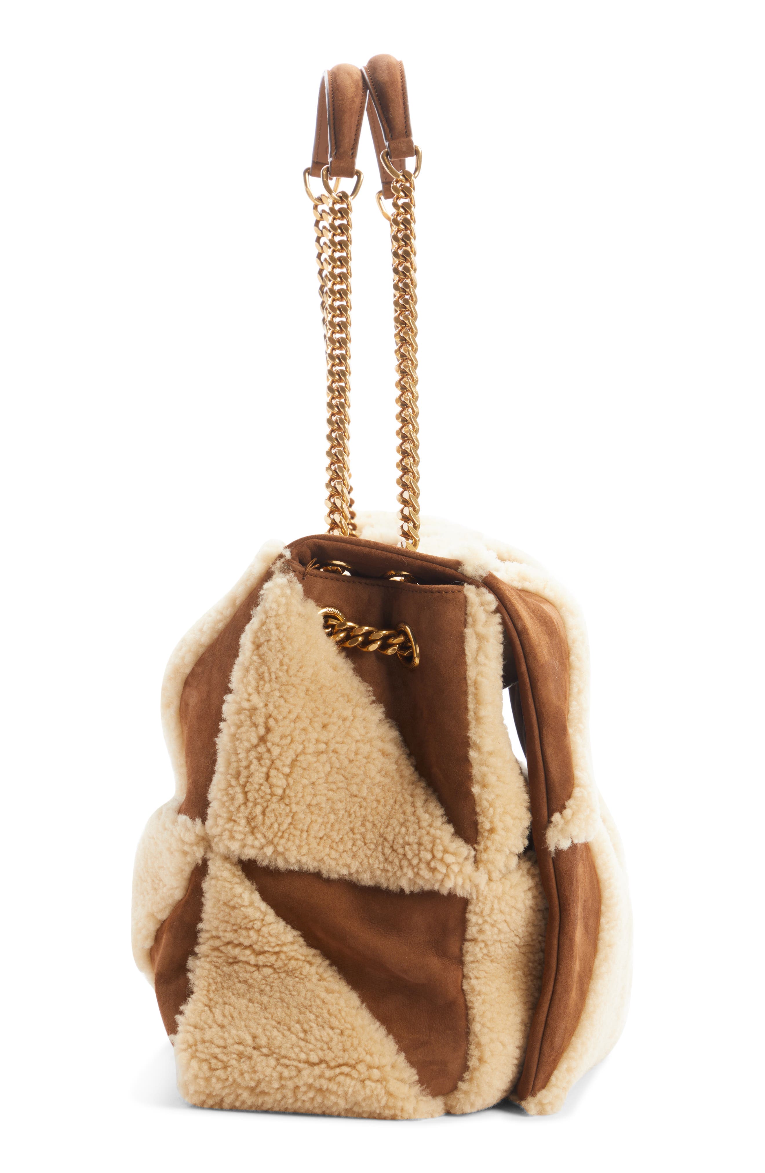 Saint Laurent Giant Jamie Genuine Shearling Shoulder Bag, Alternate, color, 